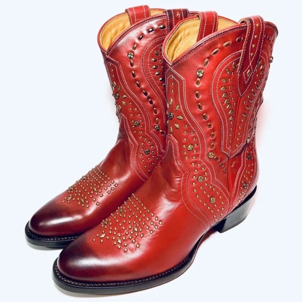 FRYE KELSEA STUD SHORT Bootie HOT WHISKY RED BOOT Wester Women’s Size 7 $598 - Picture 9 of 9